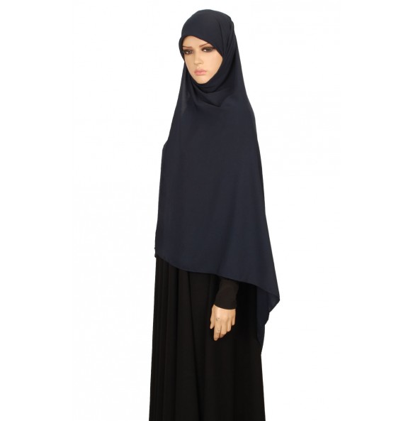 Navy Blue Silk Scarf  L